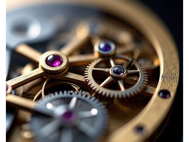 Engrenages de micro-horlogerie en gros plan