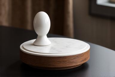 Une pendule de table sur mesure en bois foncé et laiton, avec un cadran élégant et des aiguilles fines.